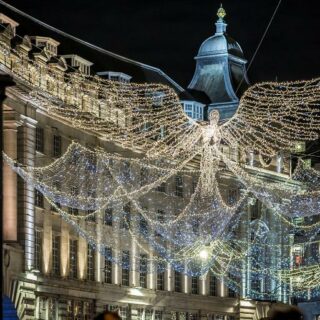 Christmas lights in London in December.