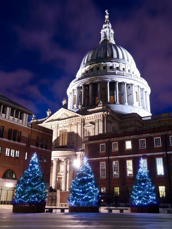 St pauls with Christmas trees.