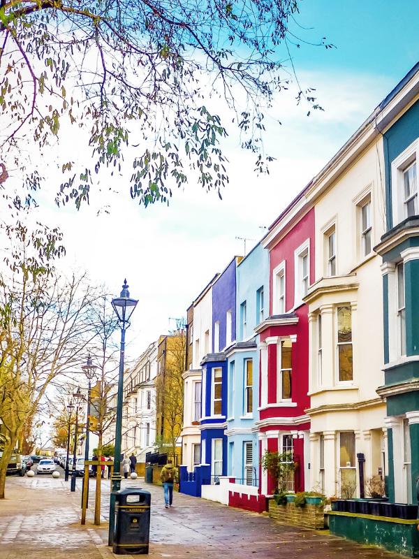Colourful houses in Notting Hill London.