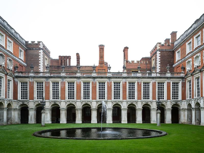 Visiting Hampton Court Palace in London.