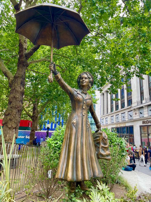 Mary Poppins statue in Leicester Square.
