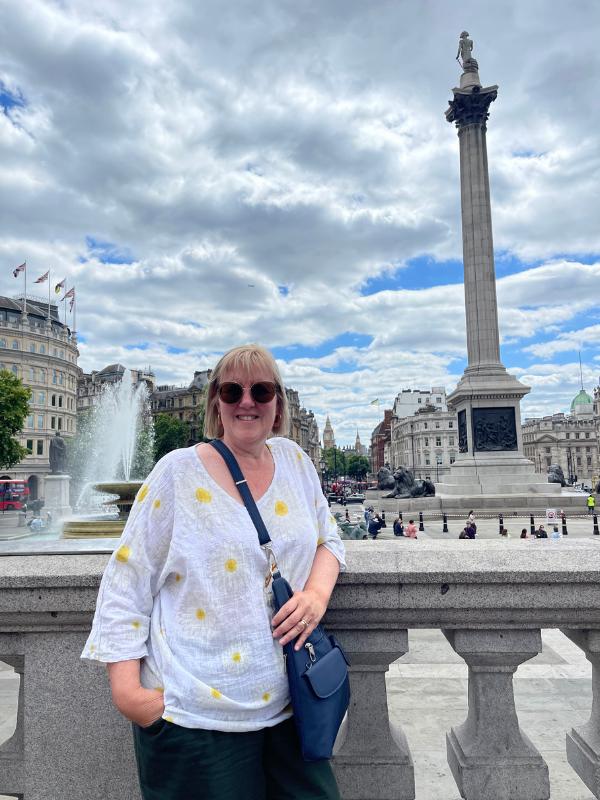 London in July in Trafalgar Square.