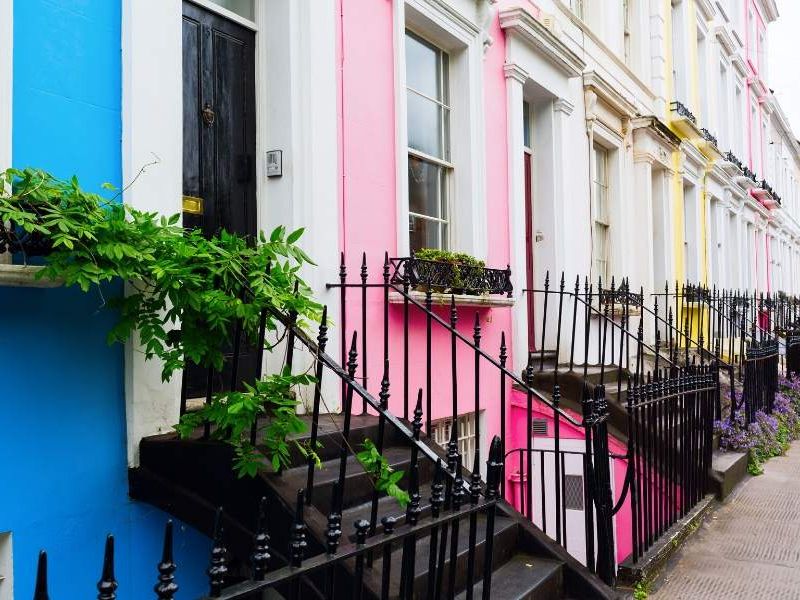 Colourful houses in Notting Hill.