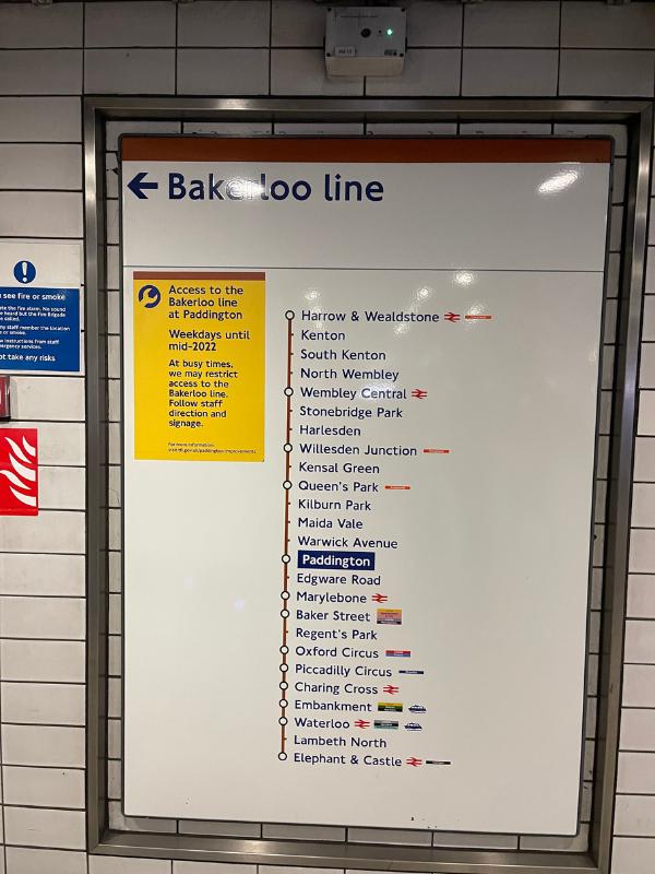 Bakerloo line sign.