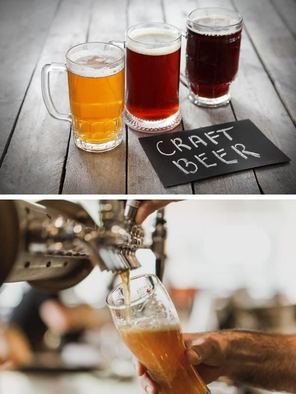 Beers on a table.