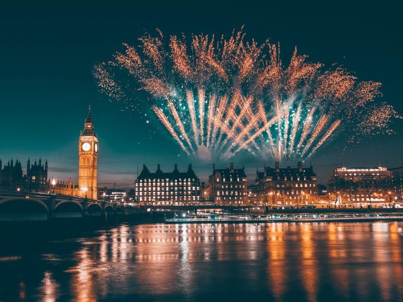 New Year's Eve in London fireworks.