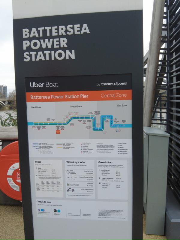 Things to do in Battersea - images of tube station and uber boat stop.