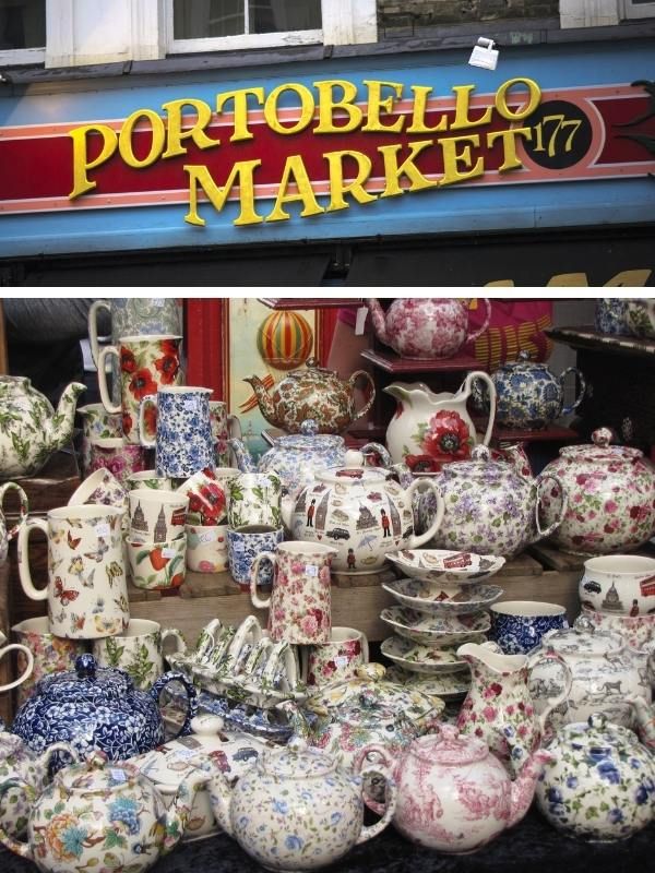 Sign for Portobello Market in London.