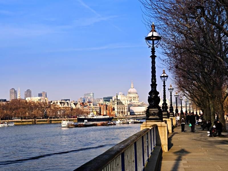 A walk along the river Thames in London with St Paul's in the background is a great budget London experience