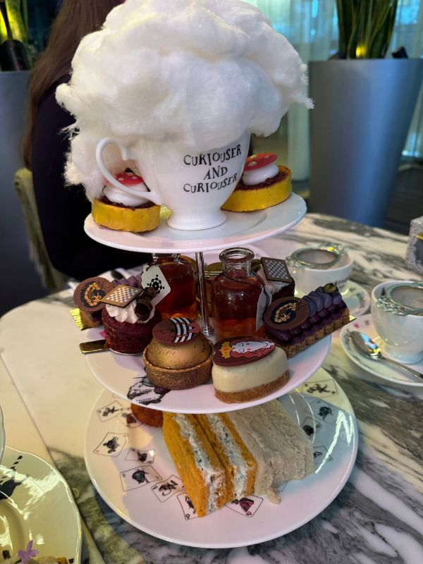 Mad Hatter's Alice in Wonderland afternoon tea at the Sanderson London with One lump or two teapot and candy floss teacup