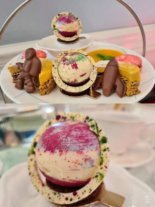 Science themed afternoon tea with test tubes and petri dishes at The Ampersand Hotel, South Kensington
