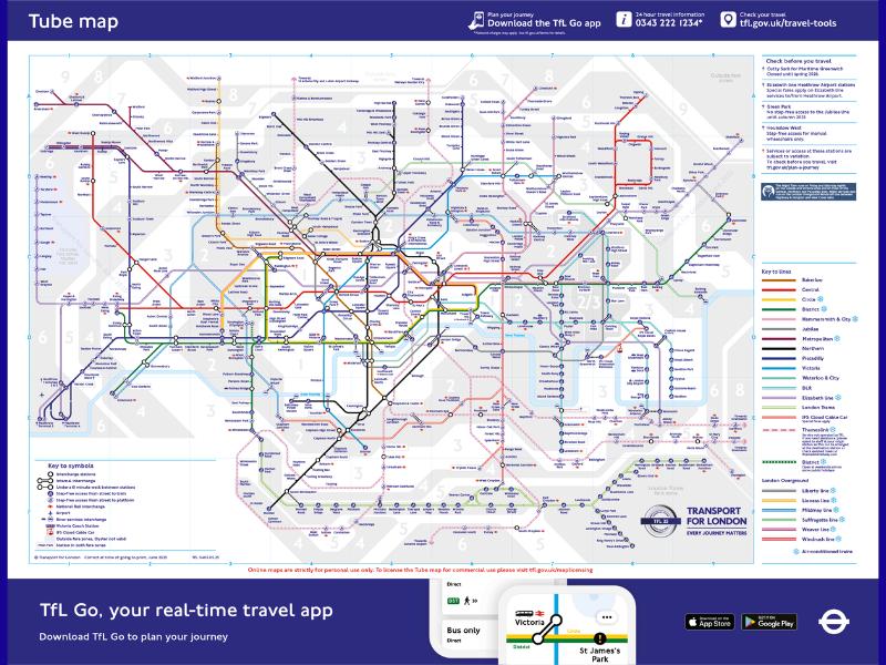 Map © Transport for London showing London fare zones.