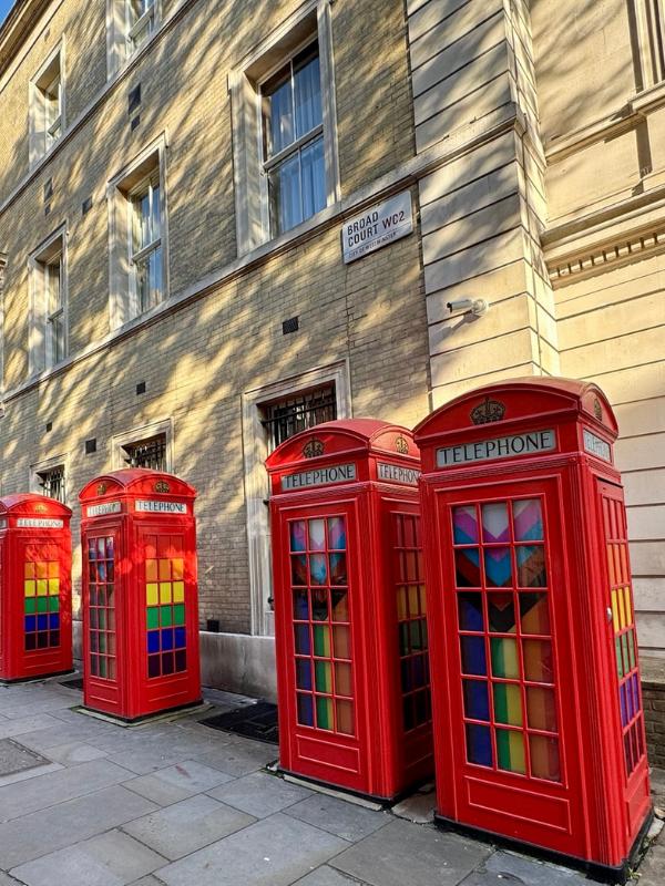 Red phone boxes.