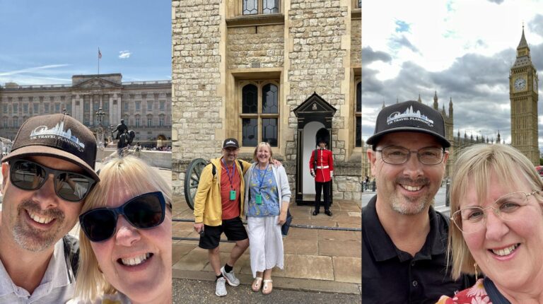 Tracy and Doug Collins of London Travel Planning at Buckingham Palace, the Tower of London and Big Ben