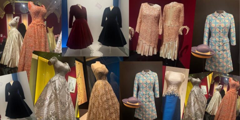 Dresses and outfits worn by Queen Elizabeth II on display at the Her Life in Style exhibition, Buckingham Palace.
