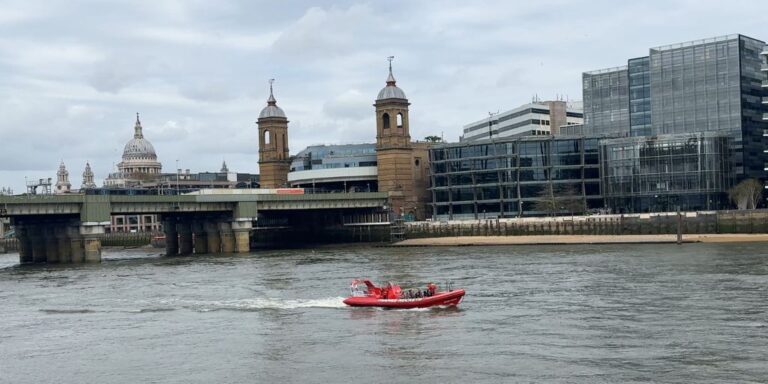 Speedboat on the river Thames London