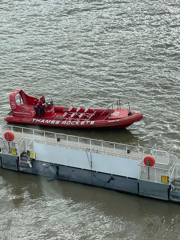 Thames Rockets speedboat on the River Thames