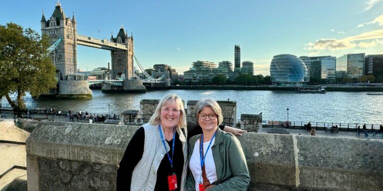 Tracy and Melissa with Tower Bridge in the background