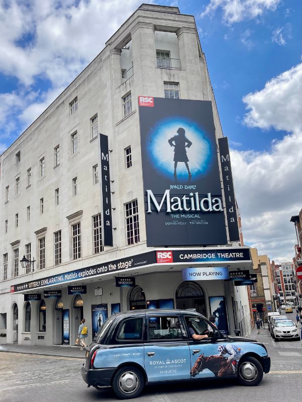 The Cambridge Theatre in London showing Matilda the Musical