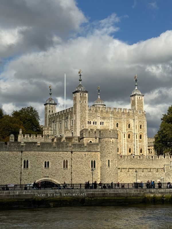 The Tower of London and Traitors' Gate seen from the River Thames