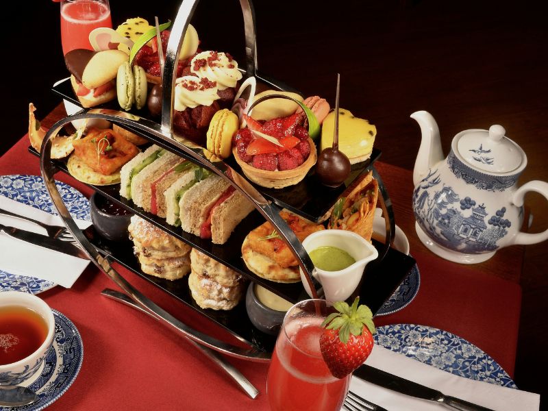 Afternoon tea stand at the Strand Palace Hotel, London, which becomes the Snow Palace tea from November